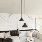 Czarna lampa wisząca Elit 3 Premium do salonu - trzy stożkowe metalowe klosze