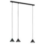 Czarna lampa wisząca Elit 3 - metalowe minimalistyczne stożkowe klosze