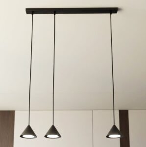 Czarna lampa wisząca Elit 3 - metalowe stożkowe klosze