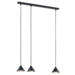 Czarna lampa wisząca Elit 3 - metalowe stożkowe klosze - Emibig