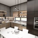 Czarna lampa wisząca Elit 4 Premium - 4 punktowa - nad wsypę kuchenną