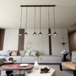 Czarna lampa wisząca Elit 6 - małe metalowe klosze w kształcie stożka