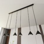 Czarna lampa wisząca Elit 6 - małe metalowe klosze w kształcie stożka