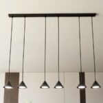 Czarna lampa wisząca Elit 6 - minimalistyczne klosze stożki