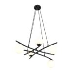 Czarna lampa wisząca Essa 5 do jadalni - z białymi kulami - Emibig