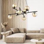 Czarna lampa wisząca Essa 8 nad stolik - do beżowego salonu