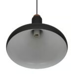 Czarna lampa wisząca Fuji metalowa z drewnianym detalem - skandynawska
