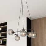 Czarna lampa wisząca Libra 5 z grafitowymi kloszami - okręgi