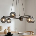 Czarna lampa wisząca Libra 6 grafit - geometryczne pierścienie i szkło