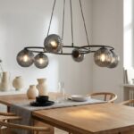 Czarna lampa wisząca Libra 6 grafit - nad stół w jadalni