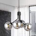 Czarna lampa wisząca Nova 4 grafitowe szklane kule - do eleganckiego salonu