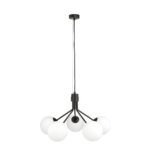 Czarna lampa wisząca Nova 5 - białe szklane klosze - Emibig