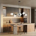 Czarna lampa wisząca Pandora 6 nad wyspę - transparentne klosze