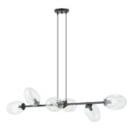 Czarna lampa wisząca Pandora 6 transparentne klosze - na listwie