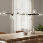 Czarna lampa wisząca Pandora 8 transparent nad stół - szklane klosze