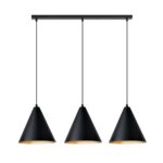 Czarna lampa wisząca Rebel 3 - 3 metalowe klosze ze złotym wnętrzem