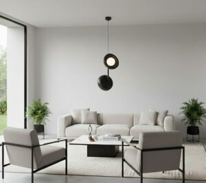 Czarna lampa wisząca Vanila metalowa - z asymetrycznymi kloszami