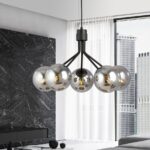 Czarna lampa wisząca kule Nova 5 grafitowe klosze - nad stół