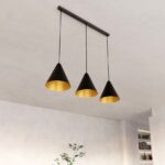 Czarno-złota lampa wisząca Rebel 3 - 3 metalowe klosze na listwie