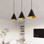 Czarno-złota lampa wisząca Rebel 3 metalowe klosze - do jasnego salonu