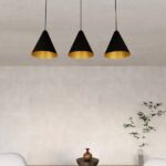 Czarno-złota lampa wisząca Rebel 3 metalowe klosze - do salonu