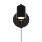 Czarny kinkiet Explore Long do sypialni - z włącznikiem na przewodzie
