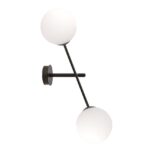 Czarny kinkiet Linear 2 - dwie białe szklane kule - Emibig