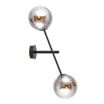 Czarny kinkiet Linear 2 loft - grafitowe szklane kule - nowoczesny