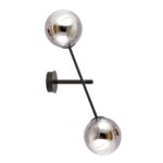 Czarny kinkiet Linear 2 loft - grafitowe szklane kule - podwójny