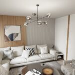 Czarny nowoczesny żyrandol Linear 6 grafitowe kule - do jasnego szalonu