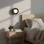 Czarny okrągły kinkiet Lulu do sypialni - metal i szkło