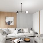 Czarny żyrandol Hermes 2 do nowoczesnego salonu - stożkowy klosz i opalowa kula