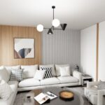 Czarny żyrandol Hermes 4 do salonu - klosze stożki i mleczne kule