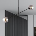 Czarny żyrandol Linear 2 - grafitowe szklane klosze - do kuchni