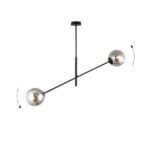 Czarny żyrandol Linear 2 nad stół - 2 szklane grafitowe