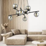 Czarny żyrandol nowoczesny Essa 8 - do jasnego salonu