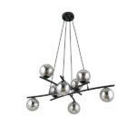 Czarny żyrandol nowoczesny Essa 8 - grafitowe szklane klosze