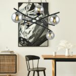 Czarny żyrandol wiszący Essa 5 grafitowe klosze kule - do salonu