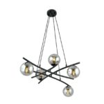 Czarny żyrandol wiszący Essa 5 grafitowe klosze kule - nad stół