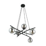 Czarny żyrandol wiszący Essa 5 loft - grafitowe klosze kule