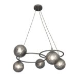 Czarny żyrandol wiszący Libra 5 - dekoracyjne kuliste grafitowe klosze