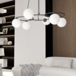 Czarny żyrandol wiszący Libra 6 nad stolik do salonu - nowoczesna