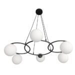 Czarny żyrandol wiszący Libra 6 - szkło i metal