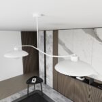 Dwuramienna lampa sufitowa 2 - białe metalowe klosze