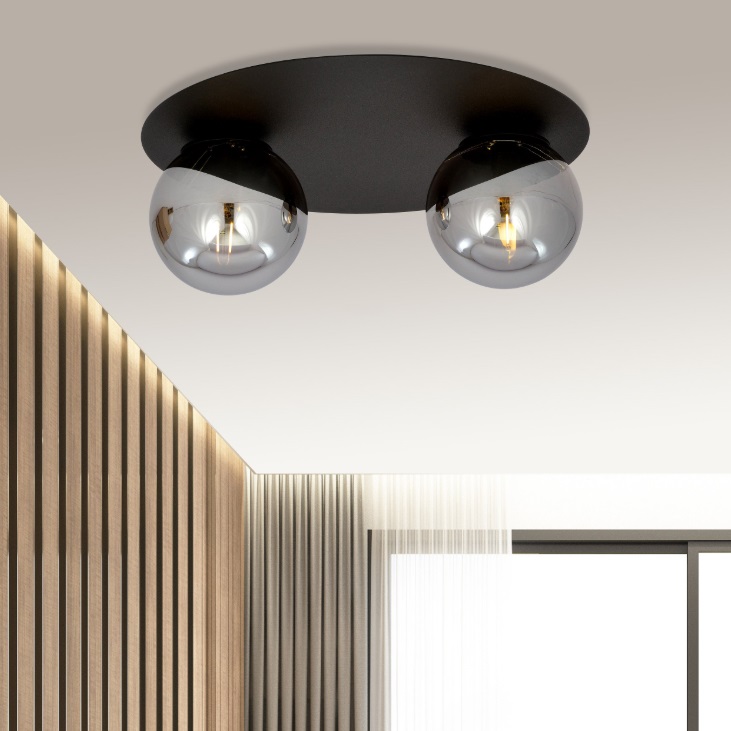 Elegancki plafon sufitowy Solar 2 - czarno-szary