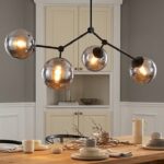 Grafitowy żyrandol do salonu Space 4 - szklane kule