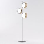 Lampa podłogowa Drumz do salonu - trzy abażury z tkaniny - Emibig