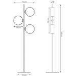 Lampa podłogowa Drumz do salonu - trzy abażury z tkaniny - rysunek techniczny