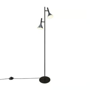 Lampa podłogowa Kelvis - czarna z dwoma regulowanymi kloszami
