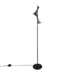 Lampa podłogowa Kelvis - czarna z dwoma regulowanymi stożkowymi kloszami